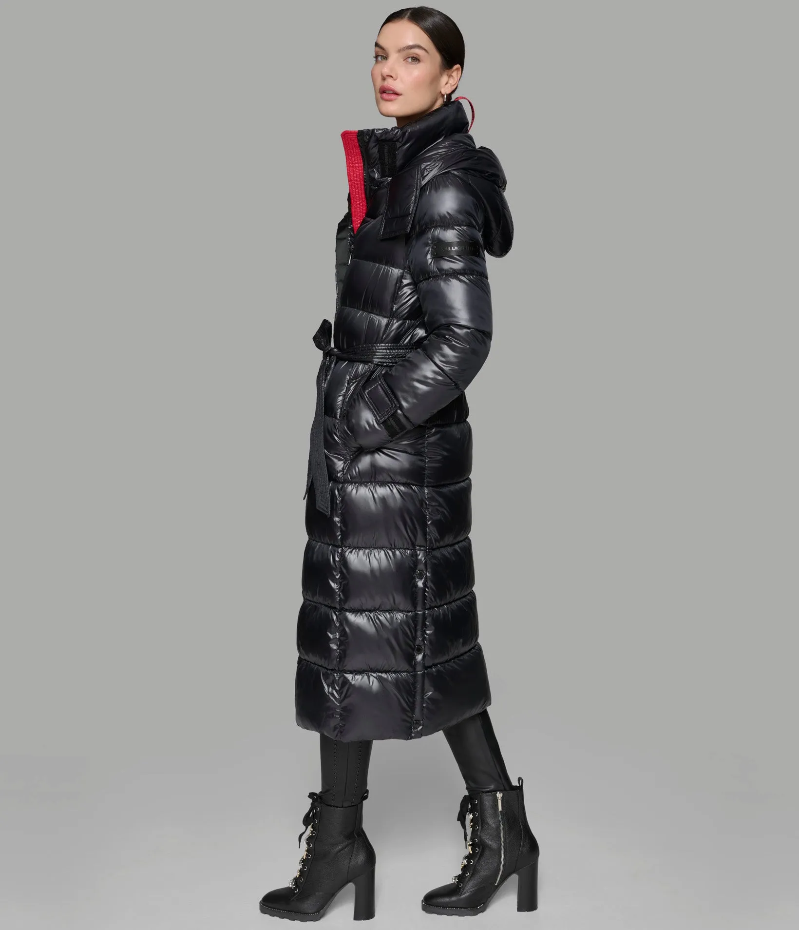 CONTRAST MAXI BELTED LONG PUFFER sold by Karl Lagerfeld Paris product image thumbnail 3