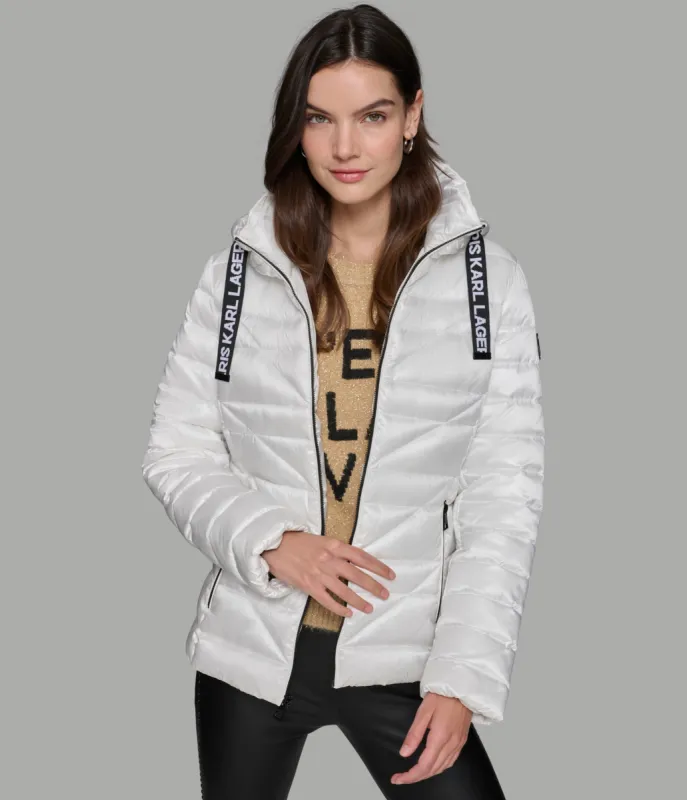 SHORT PUFFER JACKET WITH LOGO sold by Karl Lagerfeld Paris
