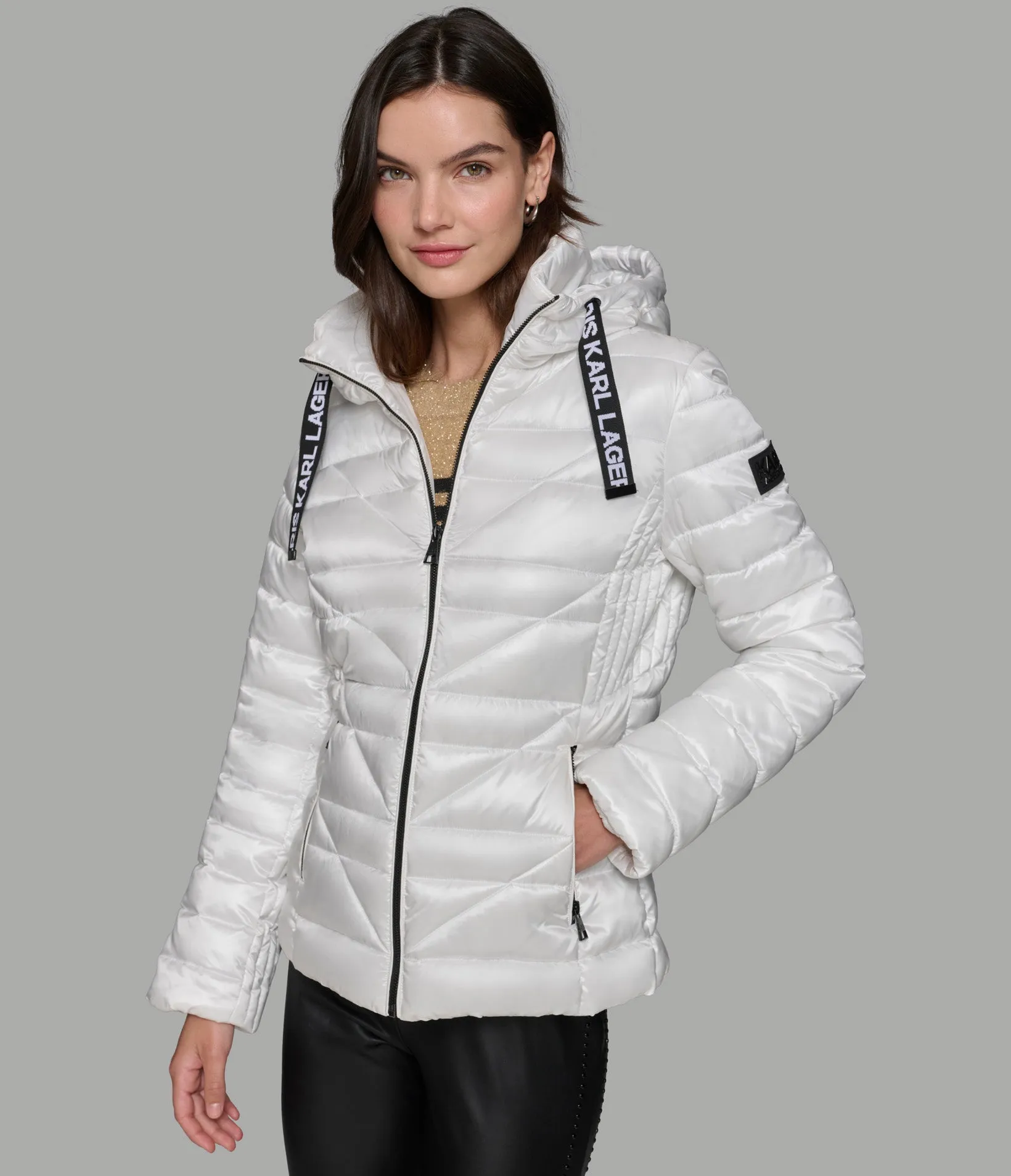 SHORT PUFFER JACKET WITH LOGO sold by Karl Lagerfeld Paris product image thumbnail 3