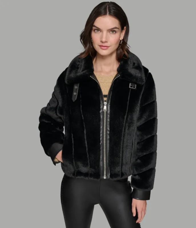 CHANNEL FAUX MINK AND PU BOMBER sold by Karl Lagerfeld Paris