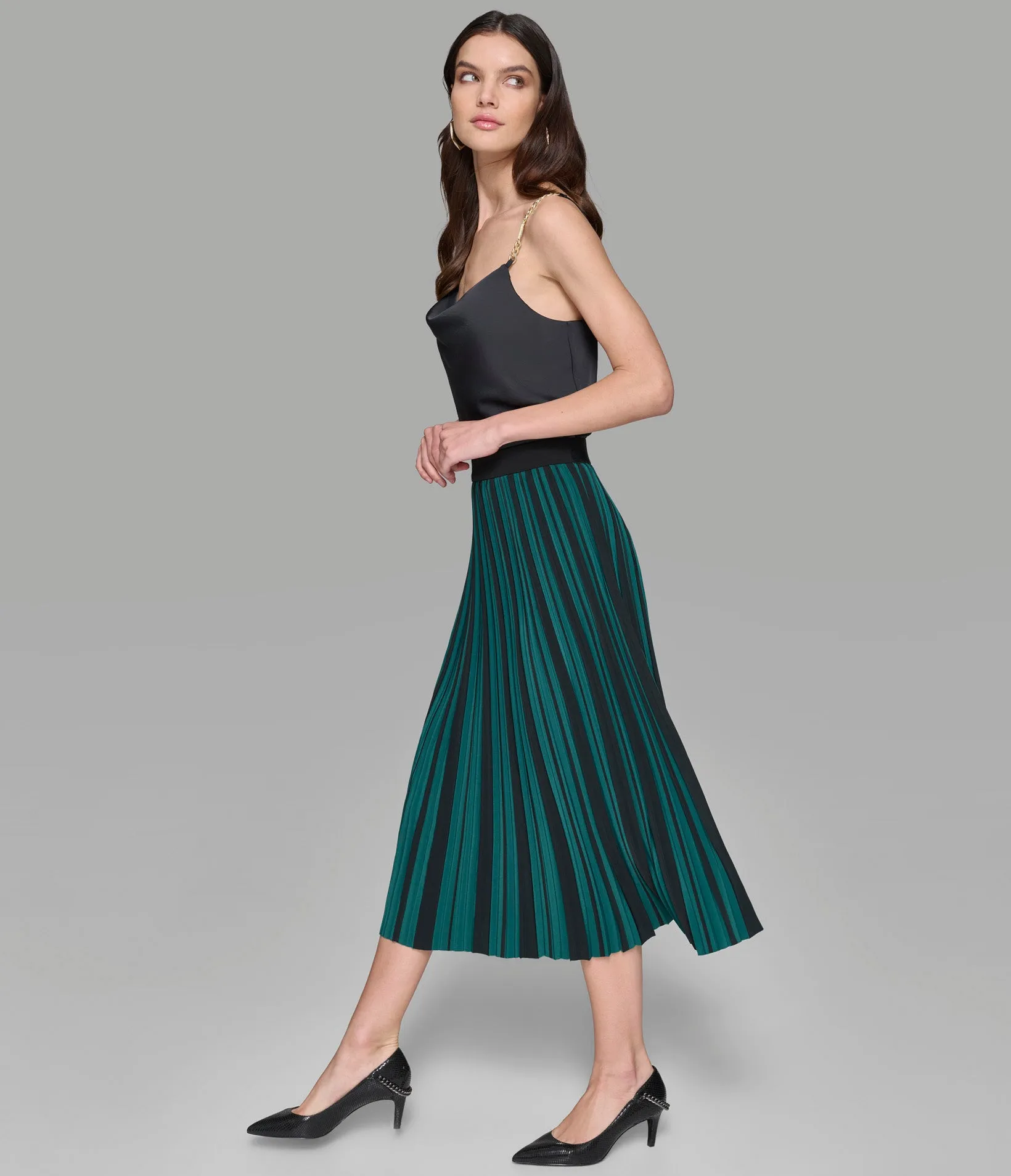 SILKY CREPE PLEATED SKIRT sold by Karl Lagerfeld Paris product image thumbnail 3