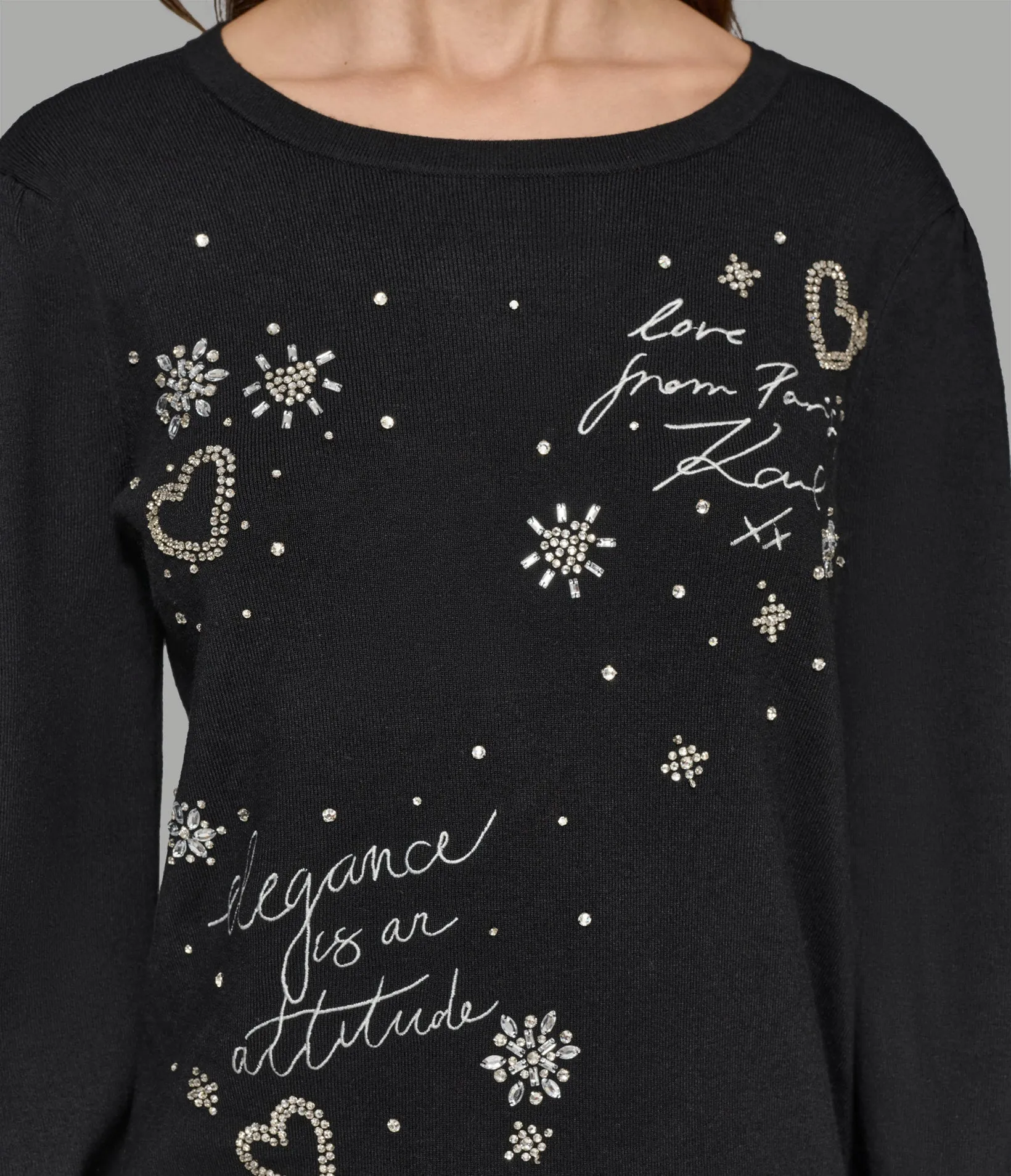 KARL SAYINGS EMBELLISED SWEATER sold by Karl Lagerfeld Paris product image thumbnail 4
