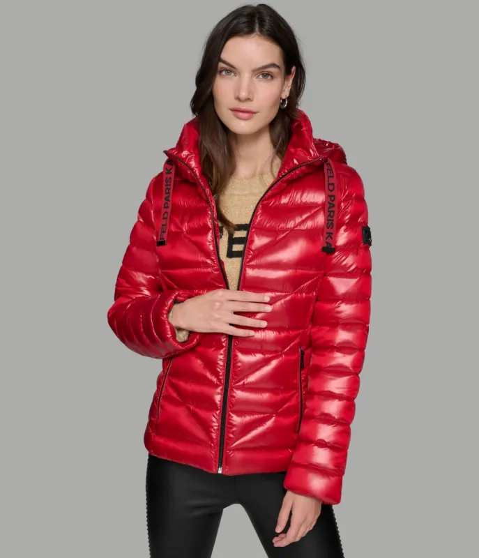 SHORT PUFFER JACKET WITH LOGO sold by Karl Lagerfeld Paris