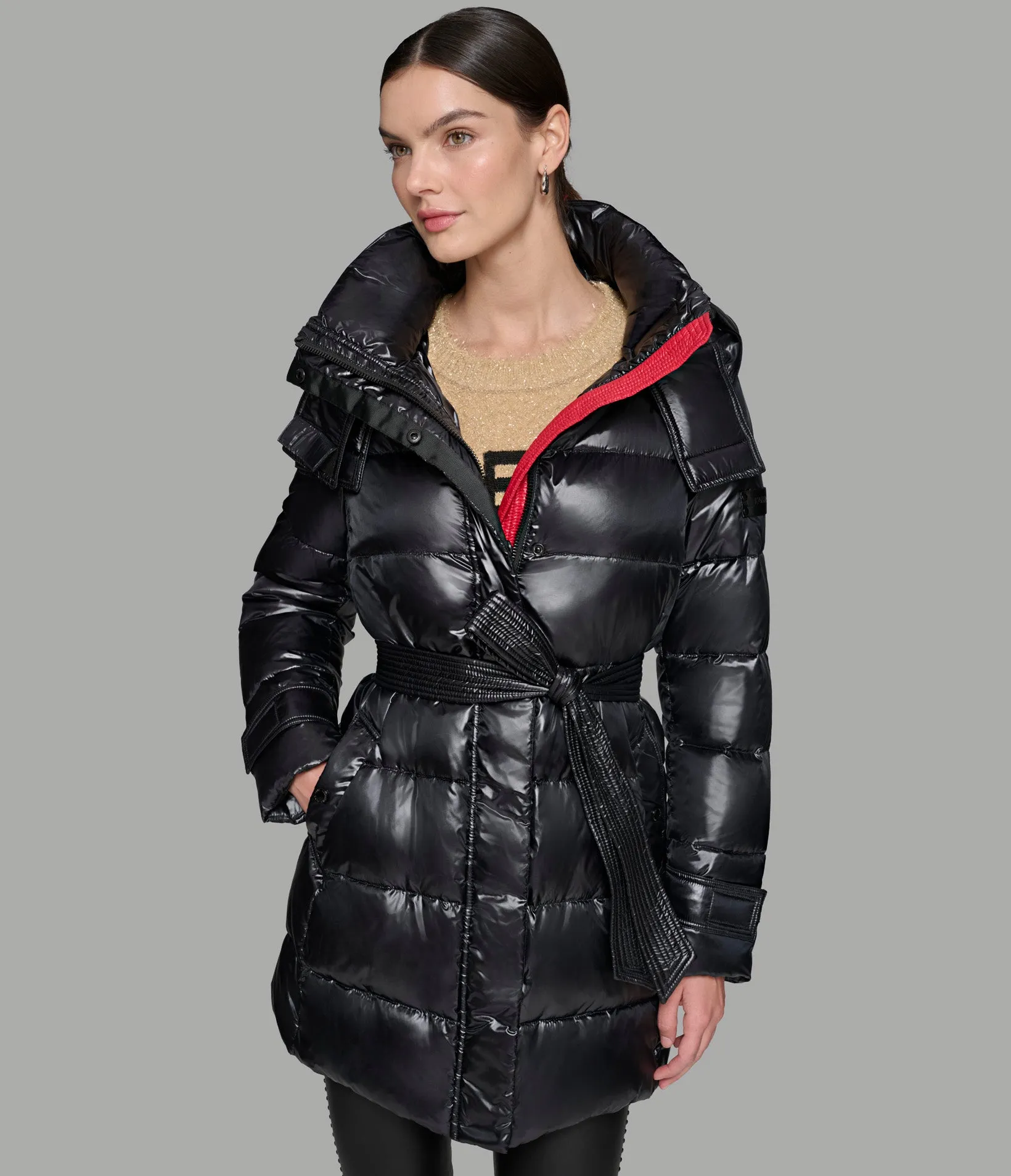 CONTRAST BELTED SHORT PUFFER sold by Karl Lagerfeld Paris