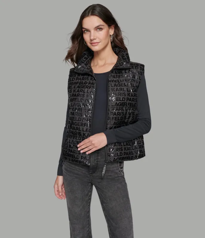TONAL LOGO PUFFER VEST sold by Karl Lagerfeld Paris