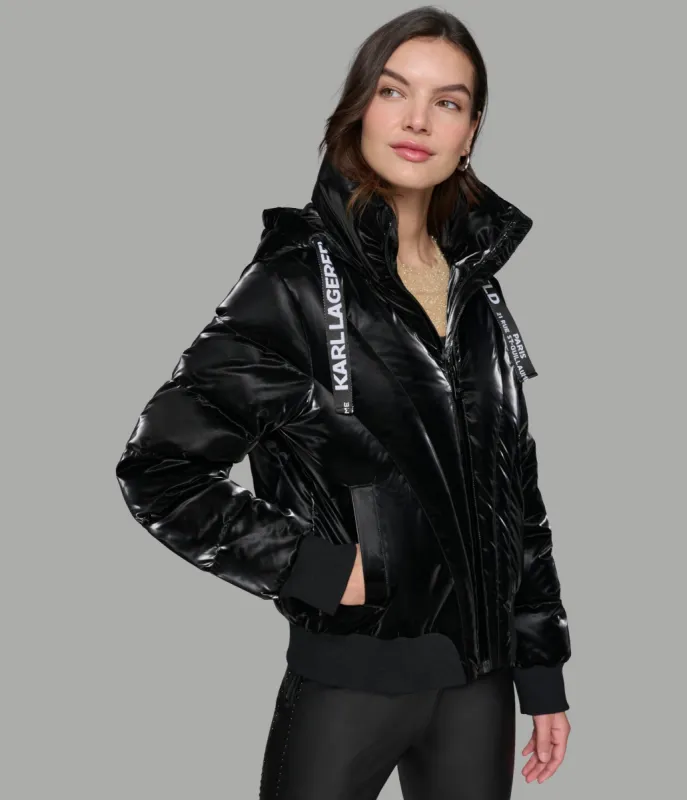 CROPPED LIQUID PUFFER JACKET sold by Karl Lagerfeld Paris