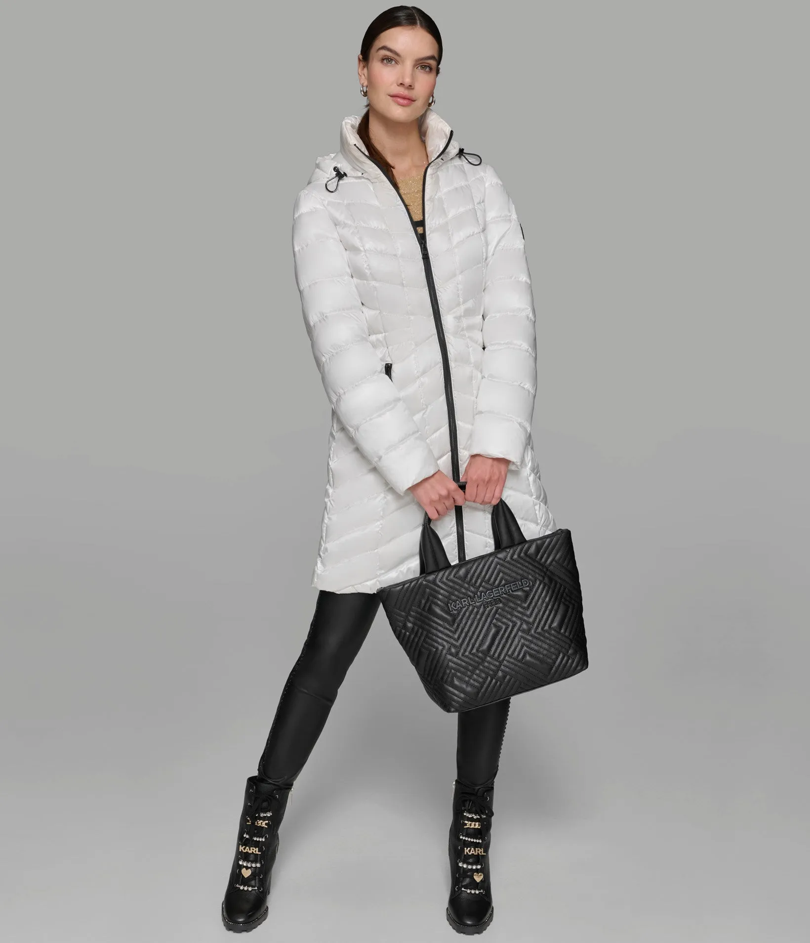 MID LENGTH PUFFER JACKET sold by Karl Lagerfeld Paris product image thumbnail 4