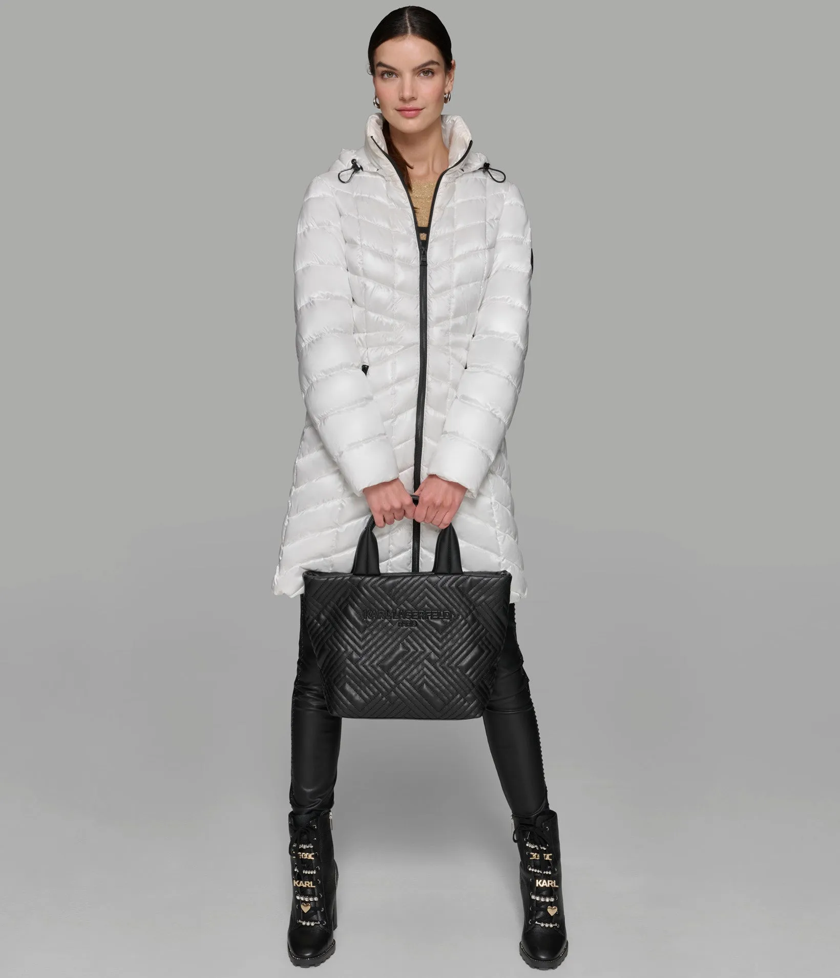 MID LENGTH PUFFER JACKET sold by Karl Lagerfeld Paris product image thumbnail 3