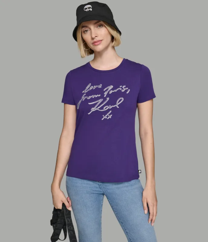 KARL SPARKLE SCRIPT TEE WHITE sold by Karl Lagerfeld Paris