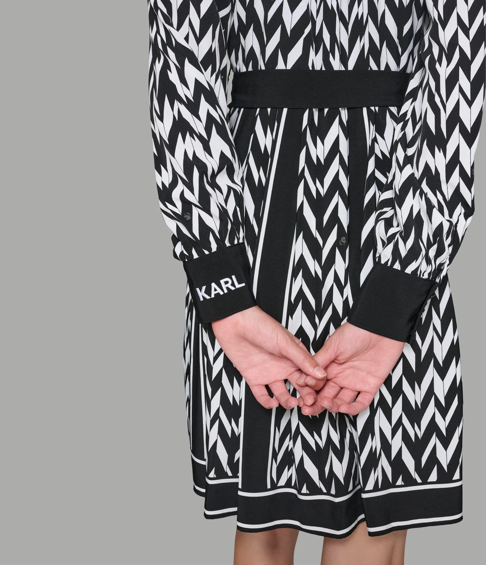 HERRINGBONE BELTED SHIRT DRESS sold by Karl Lagerfeld Paris product image thumbnail 4