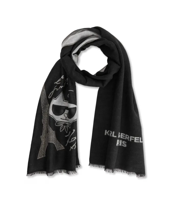 CHOUPETTE AND KRYSTAL EIFFEL MUFFLER SCARF sold by Karl Lagerfeld Paris