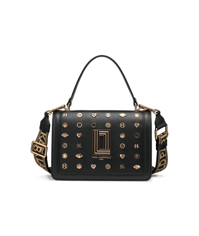 SIMONE FLAP CROSSBODY WITH GOLD FAN RIVETS sold by Karl Lagerfeld Paris
