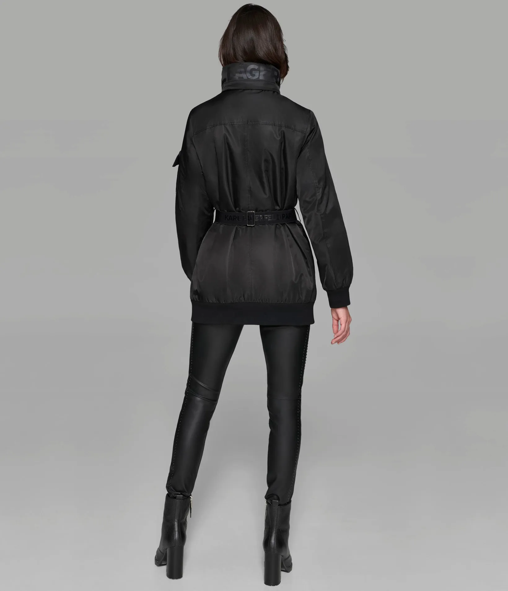 LONG BOMBER JACKET WITH HIDDEN HOOD sold by Karl Lagerfeld Paris product image thumbnail 2