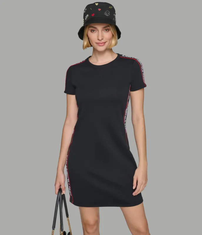 SHORT SLEEVE  LOGO TAPE SWEATSHIRT DRESS sold by Karl Lagerfeld Paris