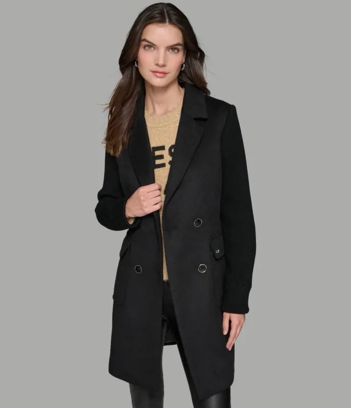WOOL COAT WITH KNIT SLEEVES sold by Karl Lagerfeld Paris