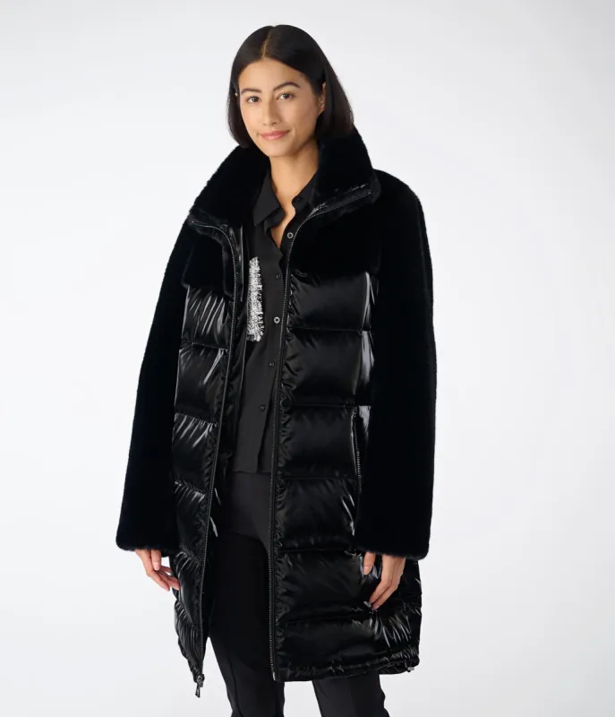 LONG GLOSSY FAUX FUR PUFFER sold by Karl Lagerfeld Paris