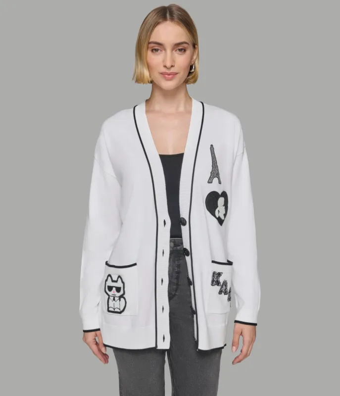 LOGO PATCH VARSITY CARDIGAN sold by Karl Lagerfeld Paris