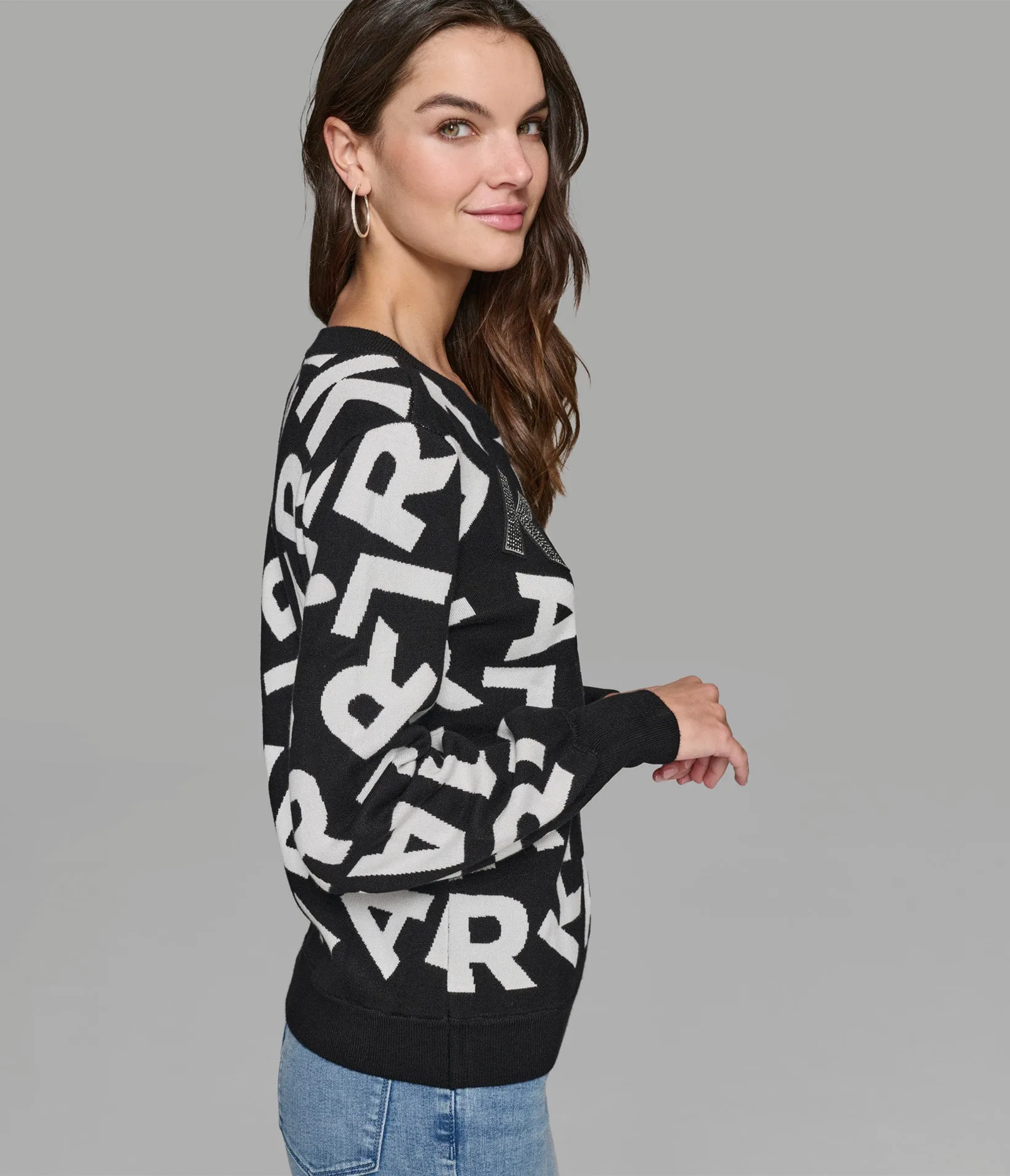 ICONIC LOGO EMBELLISHED PUFF SLEEVE SWEATER sold by Karl Lagerfeld Paris product image thumbnail 5
