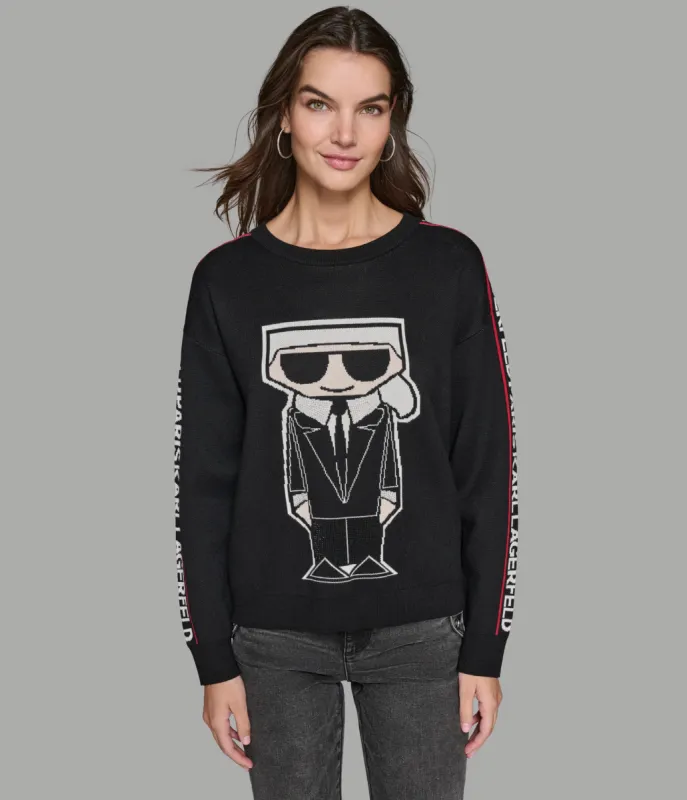 KARL CHARACTER SWEATER WITH LOGO TAPING sold by Karl Lagerfeld Paris