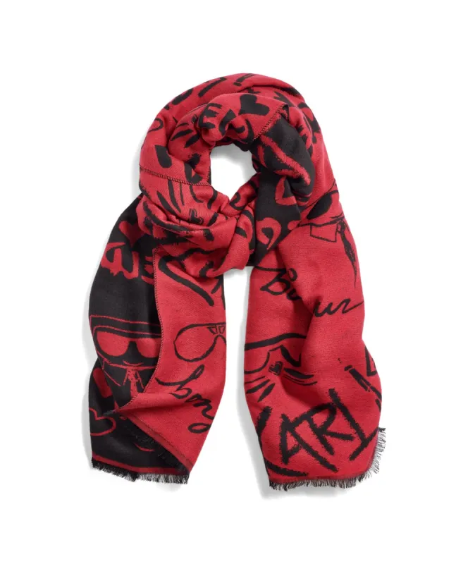 ICONS AND KARL SAYINGS BLANKET SCARF sold by Karl Lagerfeld Paris