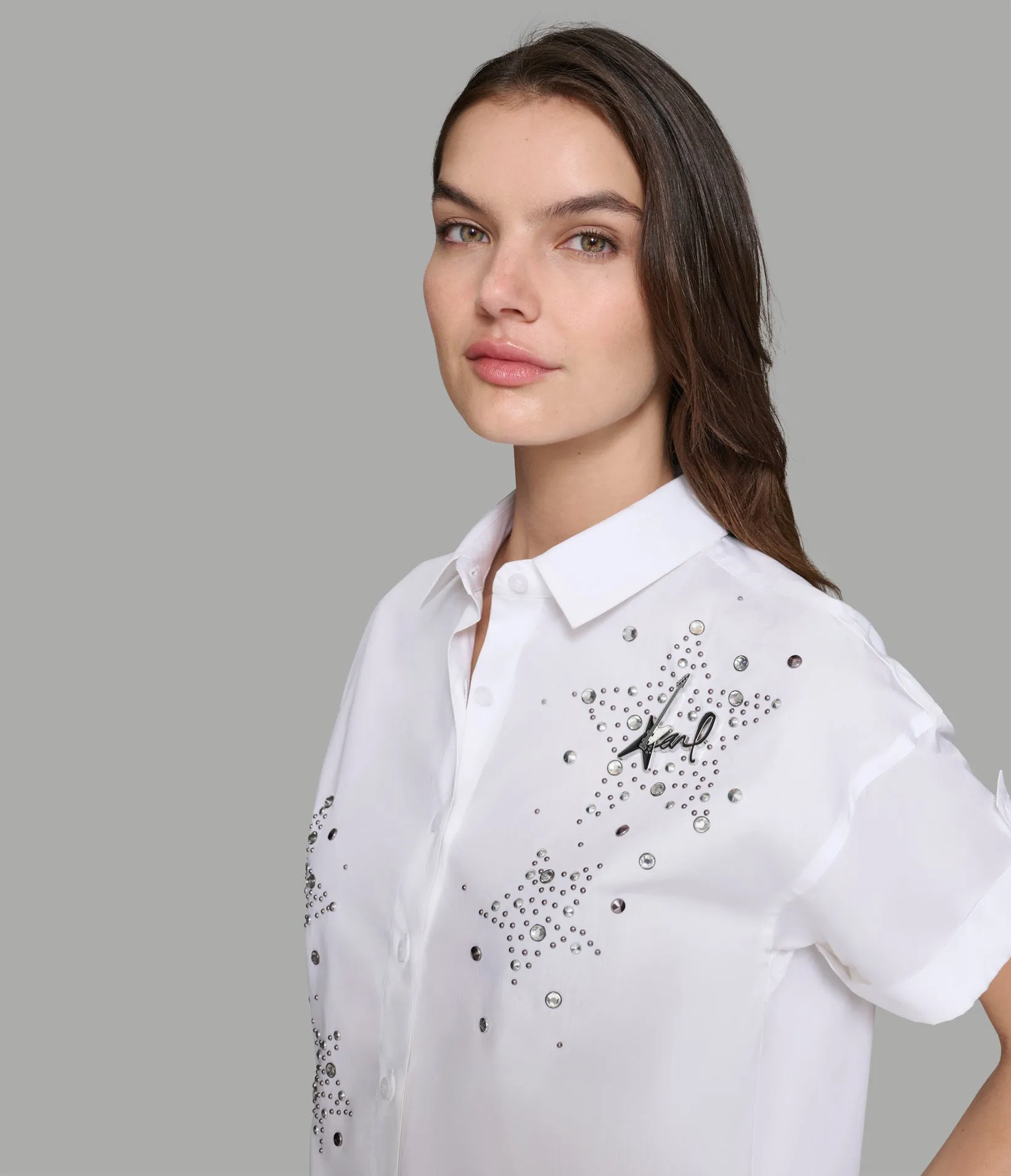 STAR STUDDED WHITE POPLIN SHIRT sold by Karl Lagerfeld Paris product image thumbnail 5