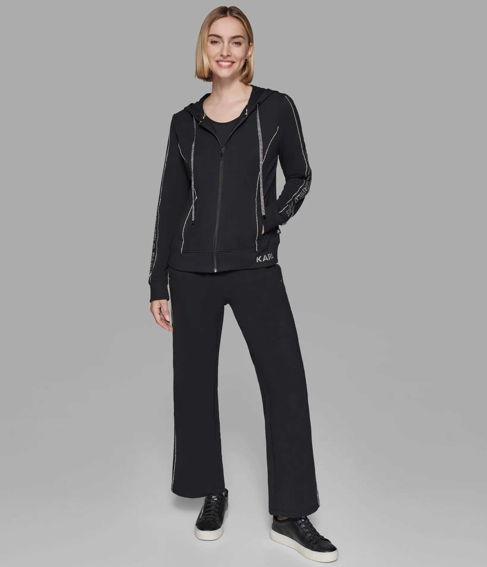 RHINESTONE LOGO TAPE TRACK JACKET sold by Karl Lagerfeld Paris product image thumbnail 5