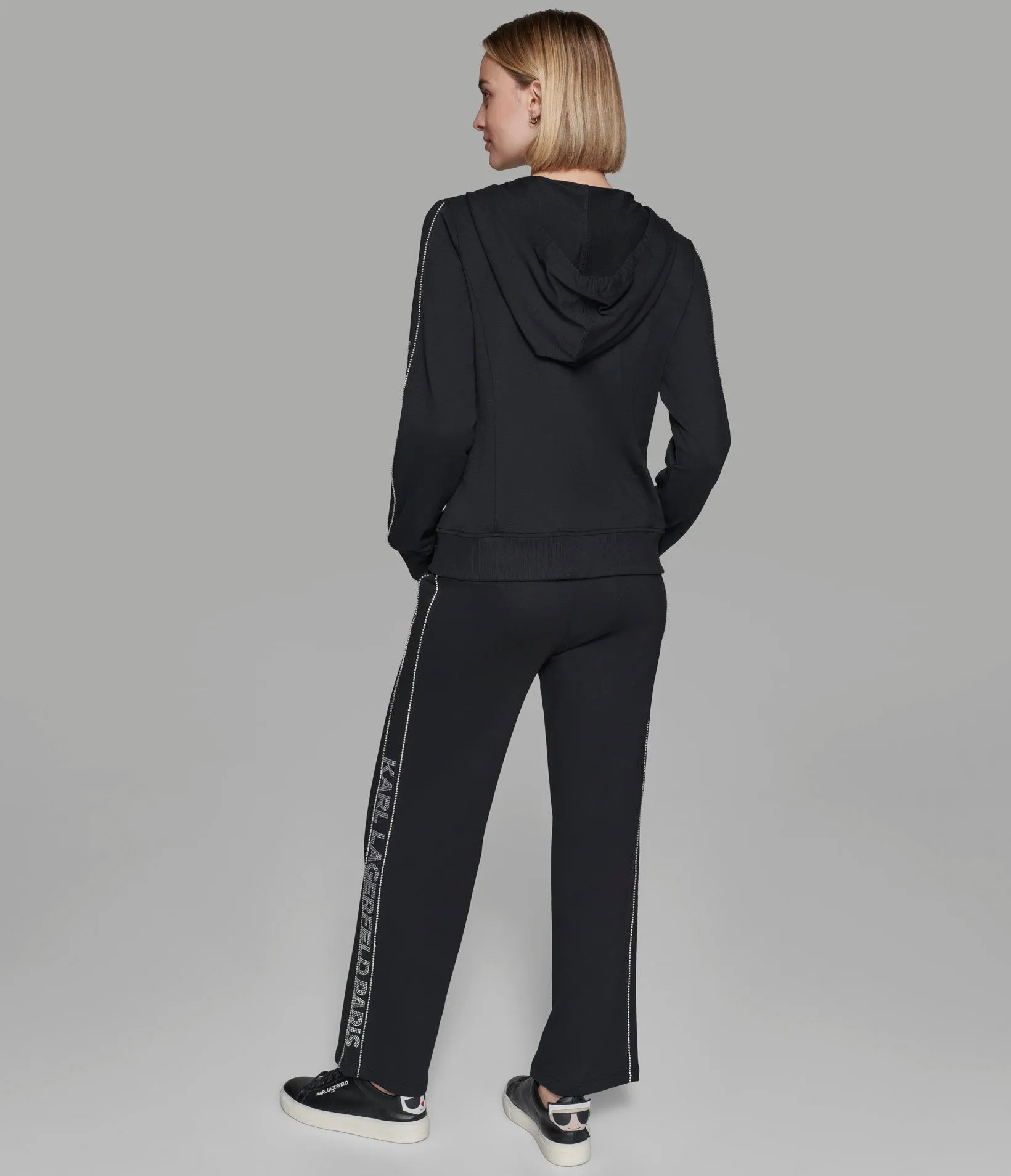 RHINESTONE LOGO TAPE TRACK JACKET sold by Karl Lagerfeld Paris product image thumbnail 2