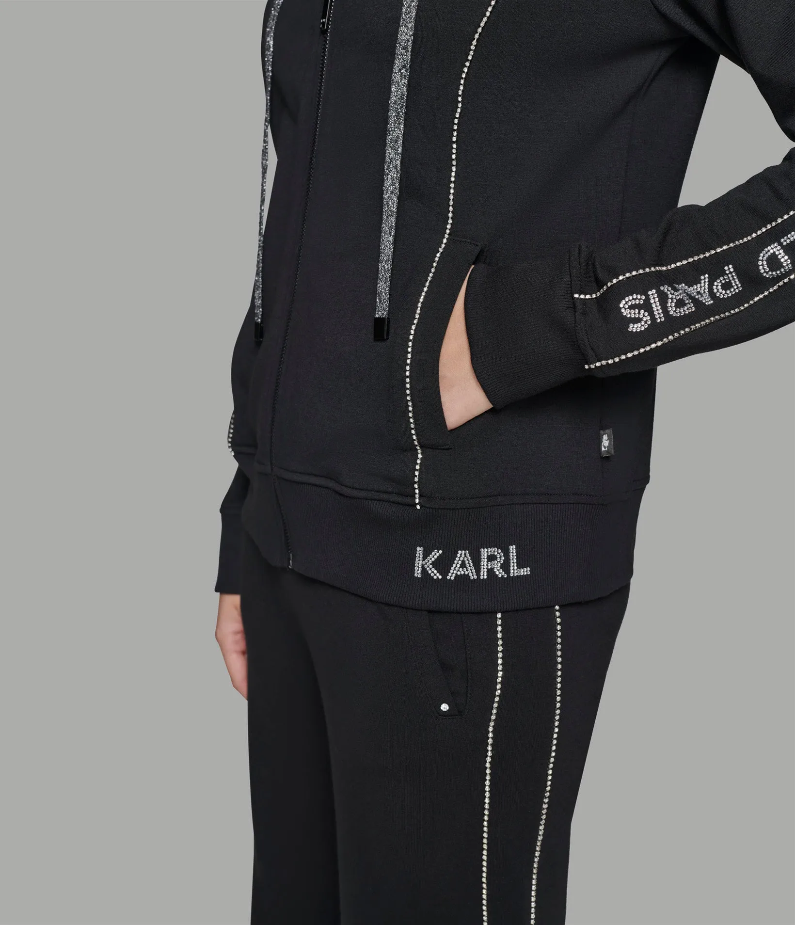 RHINESTONE LOGO TAPE TRACK JACKET sold by Karl Lagerfeld Paris product image thumbnail 4