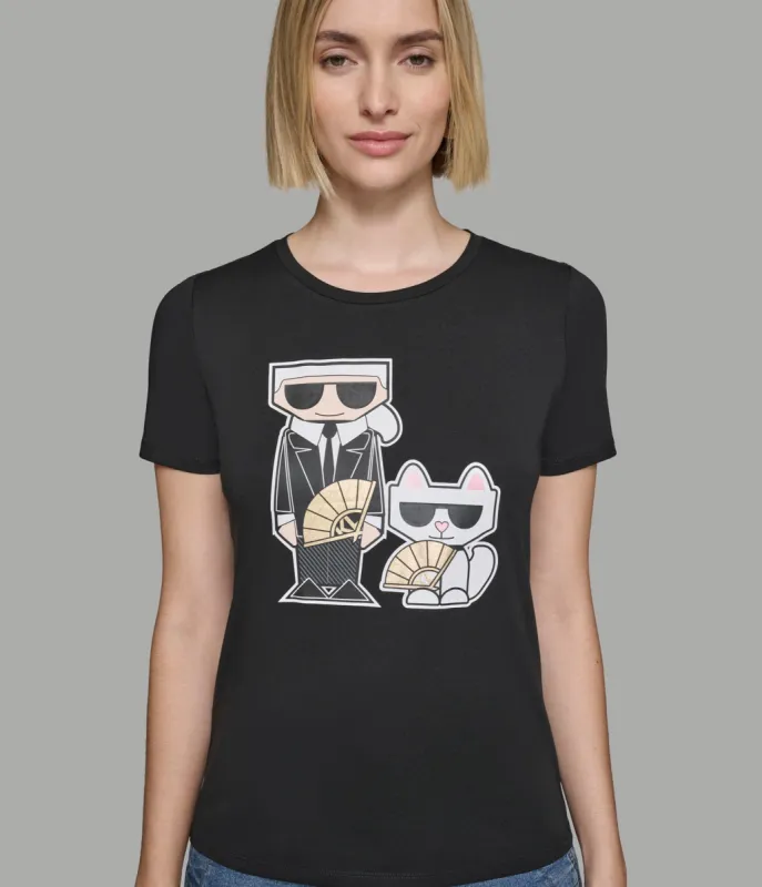 KARL AND CHOUPETTE FAN TEE sold by Karl Lagerfeld Paris