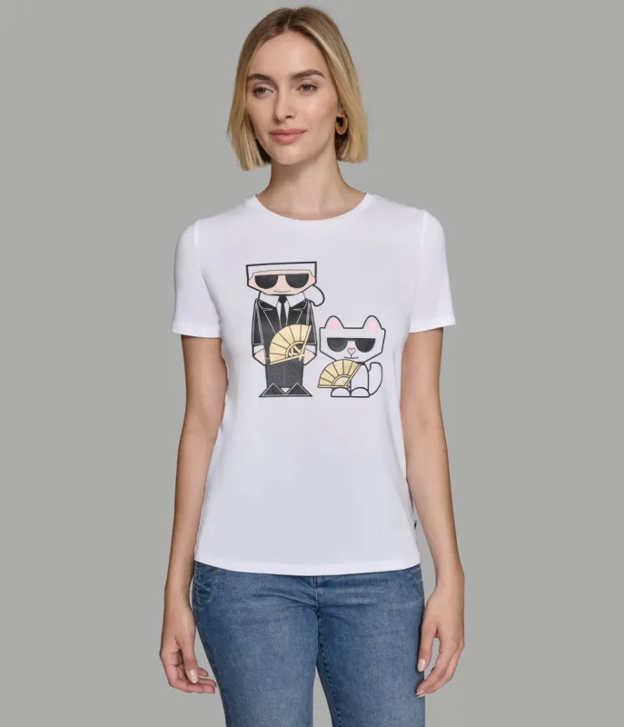 KARL AND CHOUPETTE FAN TEE sold by Karl Lagerfeld Paris
