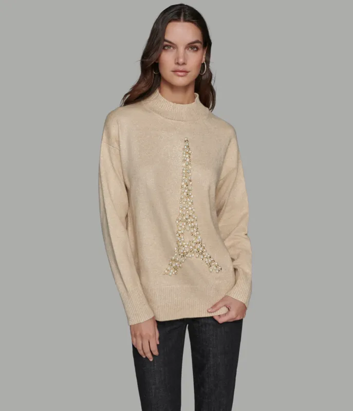 PEARL EIFFEL TOWER LUREX SWEATER sold by Karl Lagerfeld Paris