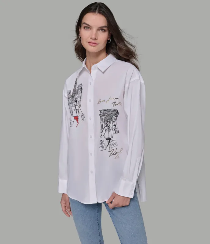 SHOPPING IN PARIS POPLIN SHIRT sold by Karl Lagerfeld Paris