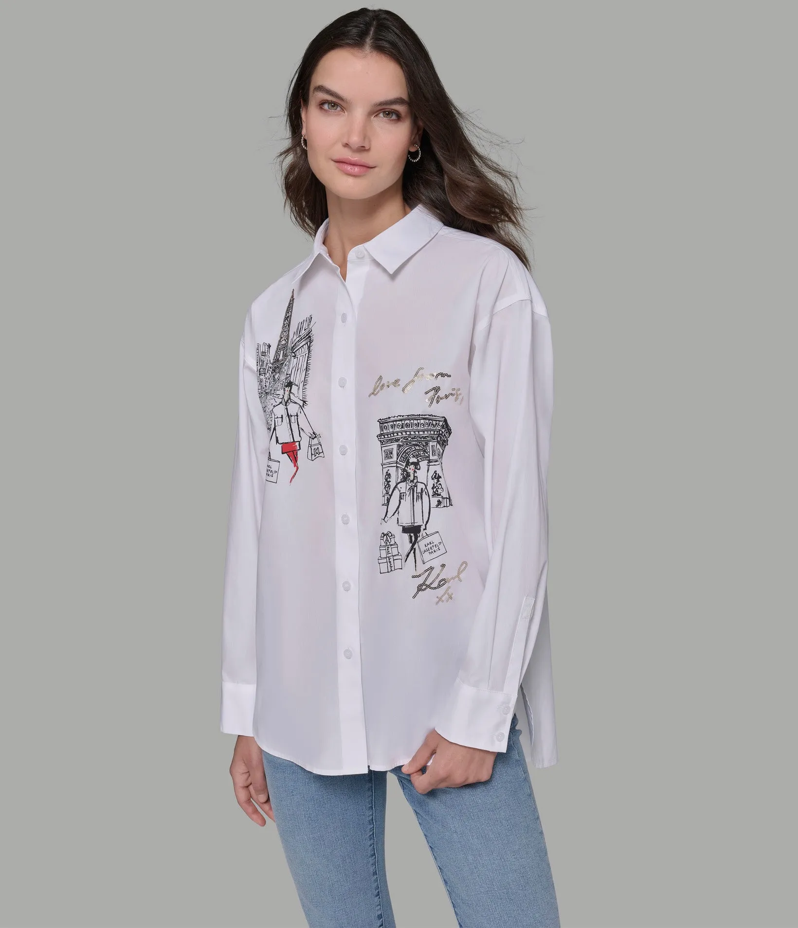 SHOPPING IN PARIS POPLIN SHIRT sold by Karl Lagerfeld Paris