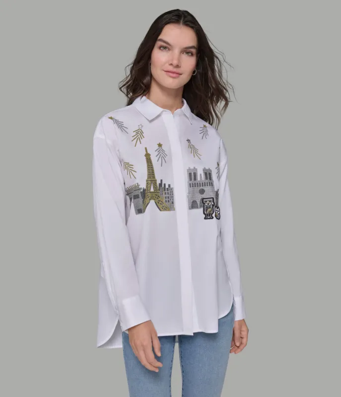 DUO IN PARIS SEQUIN POPLIN SHIRT sold by Karl Lagerfeld Paris