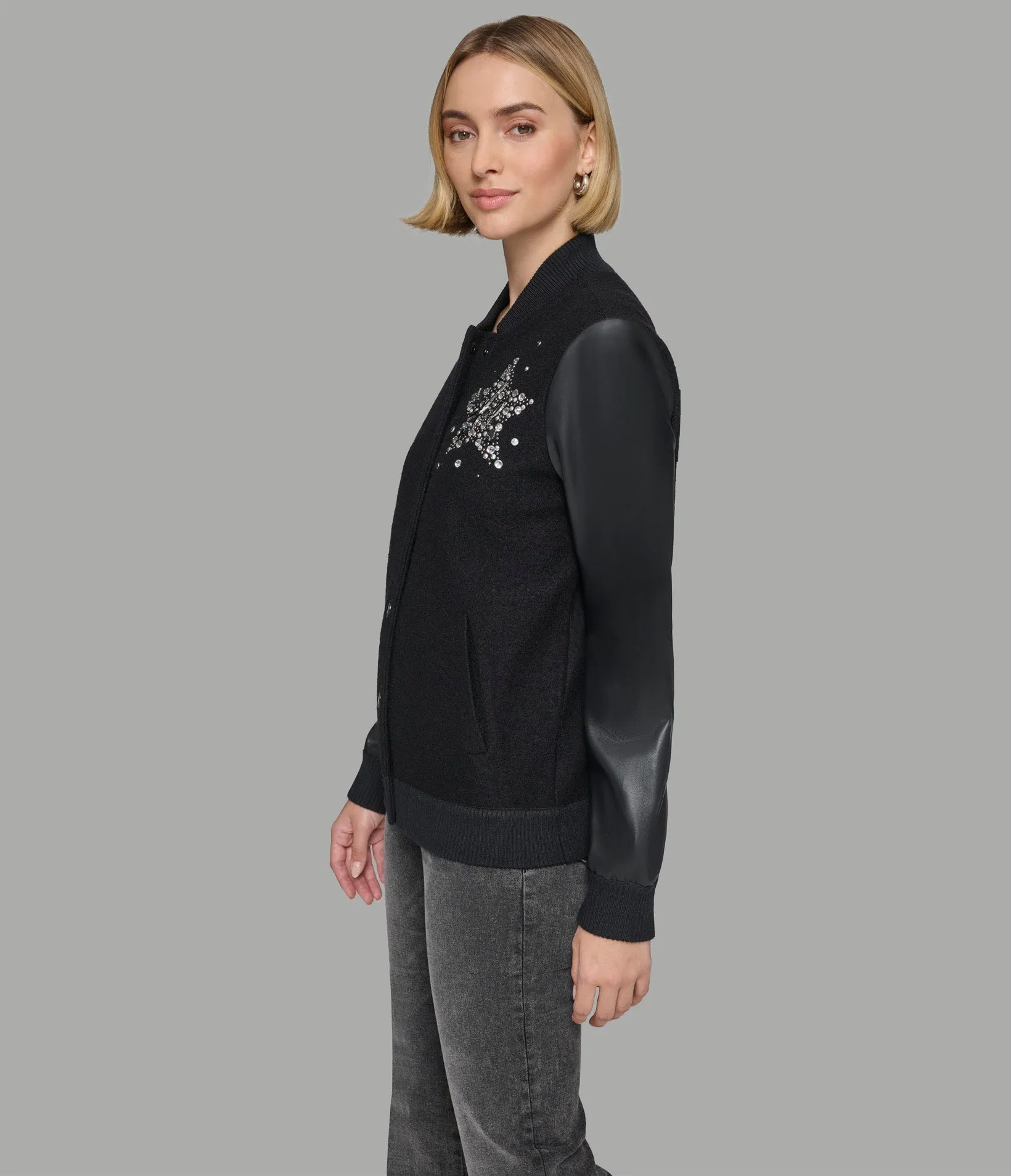 EMBELLISHED VARSITY JACKET sold by Karl Lagerfeld Paris product image thumbnail 5