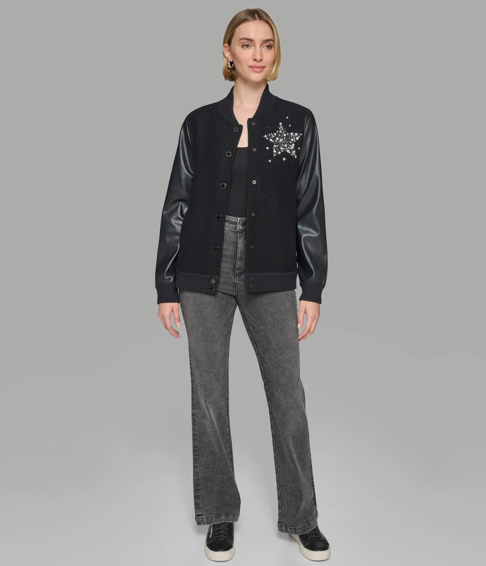 EMBELLISHED VARSITY JACKET sold by Karl Lagerfeld Paris product image thumbnail 3