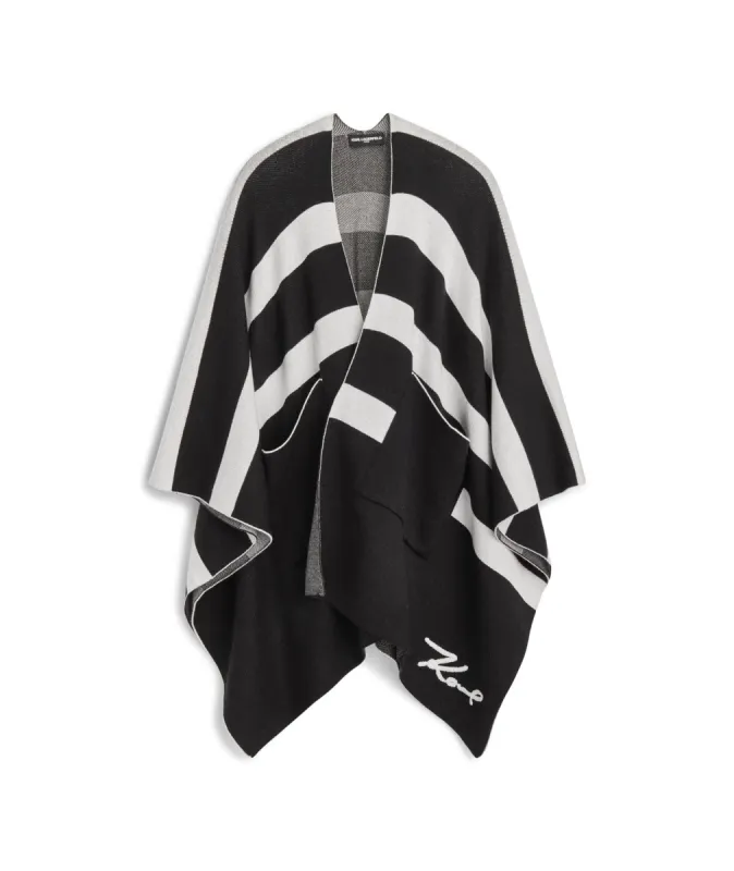 STRIPED KNIT POCKET SHAWL sold by Karl Lagerfeld Paris