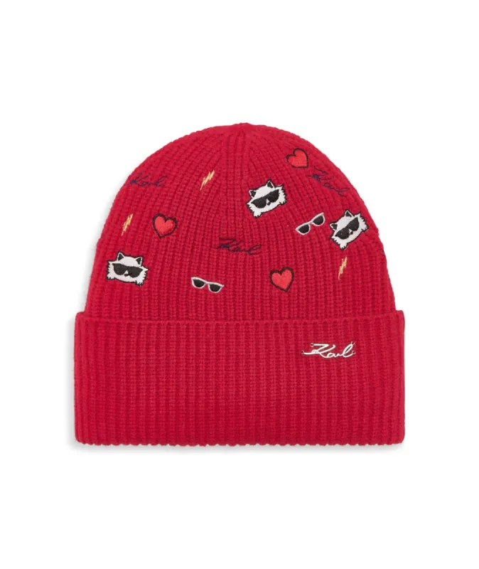 CATE PINS EMBROIDERY BEANIE sold by Karl Lagerfeld Paris