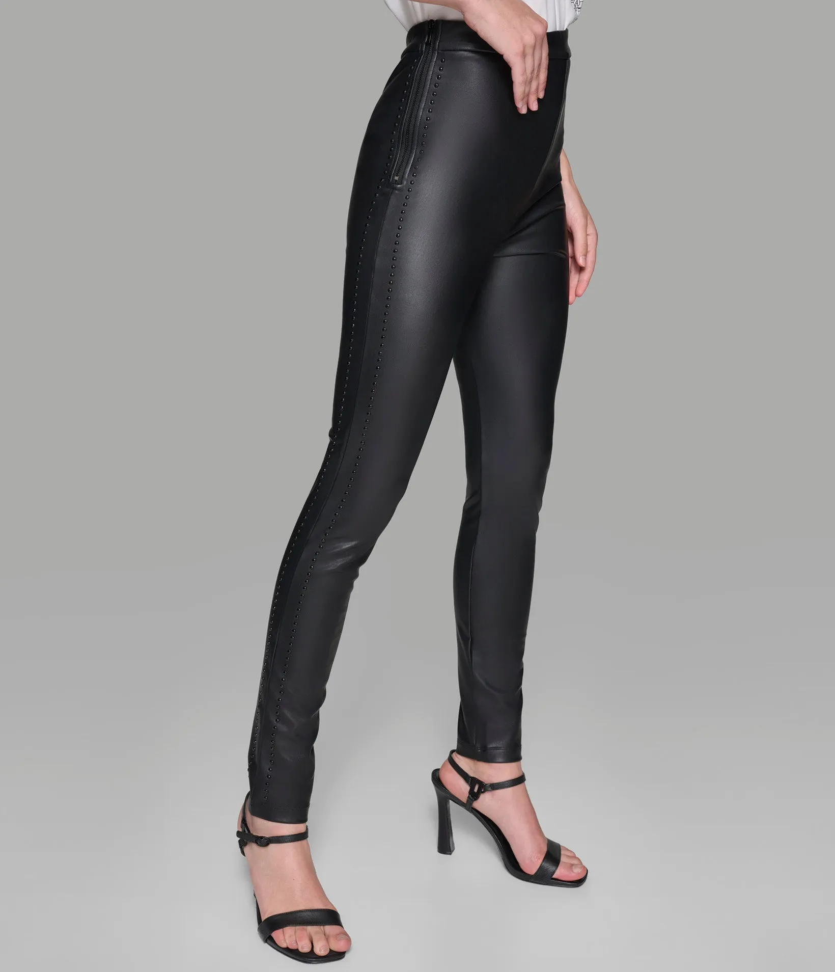 FAUX LEATHER STUDDED LEGGING sold by Karl Lagerfeld Paris product image thumbnail 5
