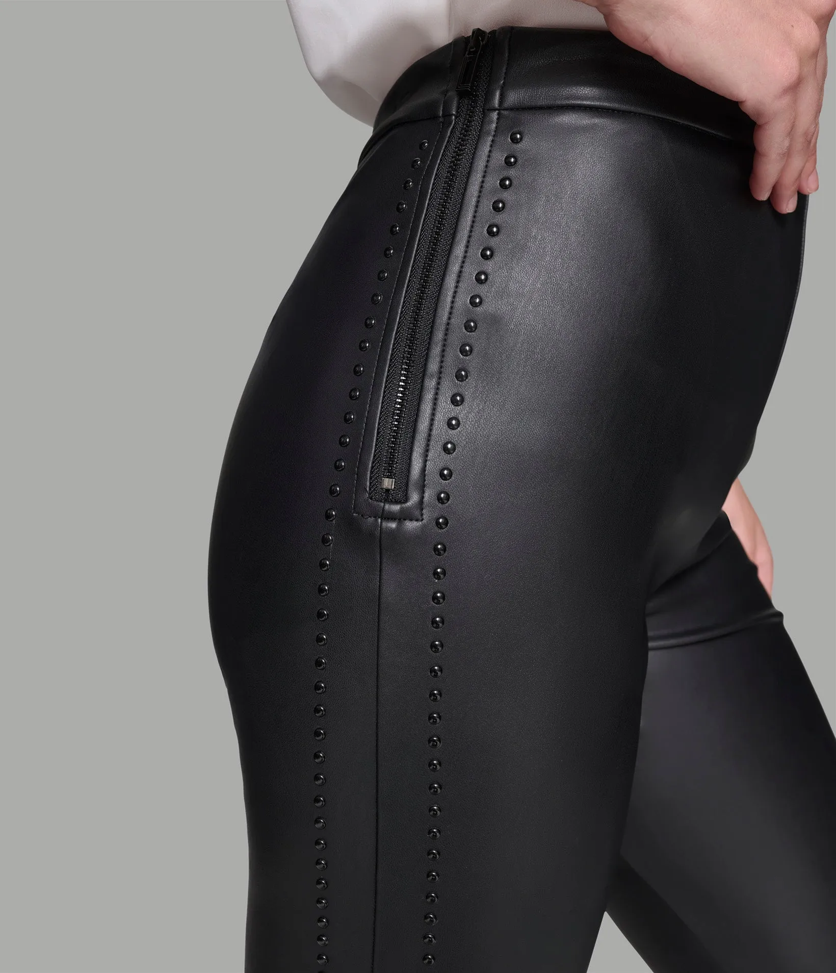 FAUX LEATHER STUDDED LEGGING sold by Karl Lagerfeld Paris product image thumbnail 4