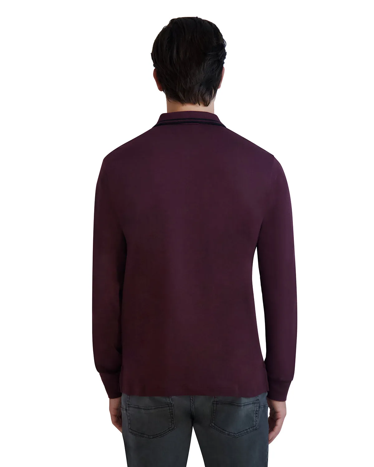 LONG SLEEVE POLO WITH METAL LOGO PLATE sold by Karl Lagerfeld Paris product image thumbnail 2