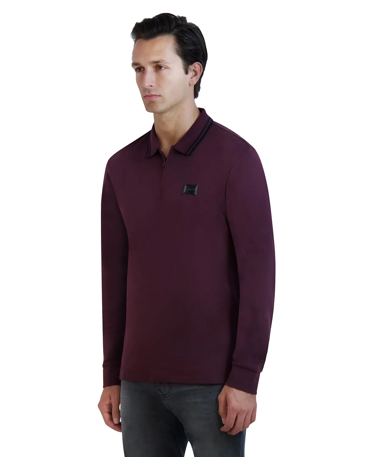 LONG SLEEVE POLO WITH METAL LOGO PLATE sold by Karl Lagerfeld Paris product image thumbnail 3