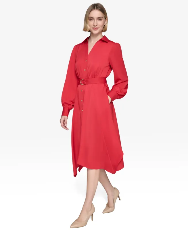 LONG SLEEVE HANKY HEM SHIRT DRESS sold by Karl Lagerfeld Paris