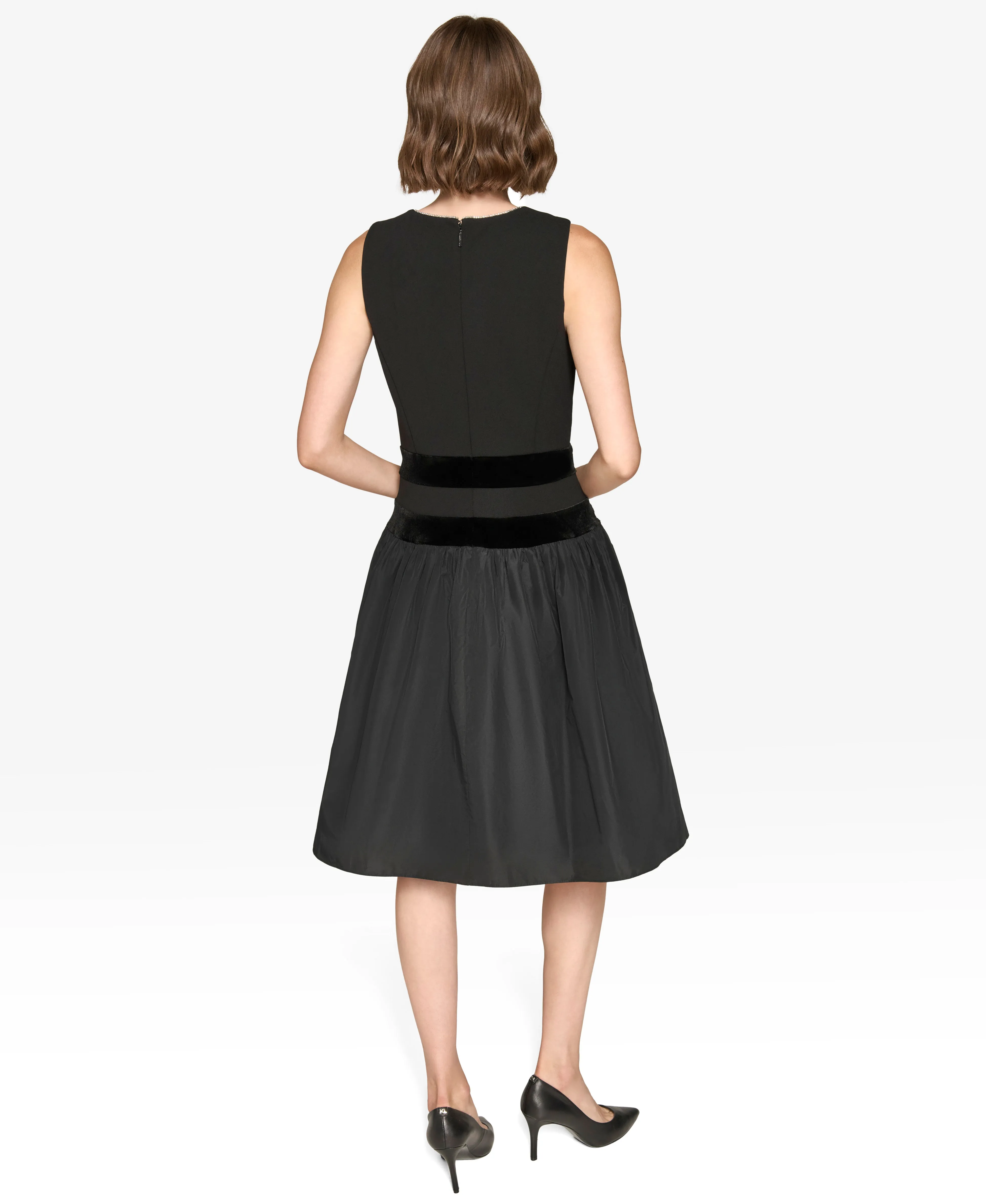 SLEEVELESS A-LINE DRESS WITH EMBELLISHED NECKLINE sold by Karl Lagerfeld Paris product image thumbnail 2