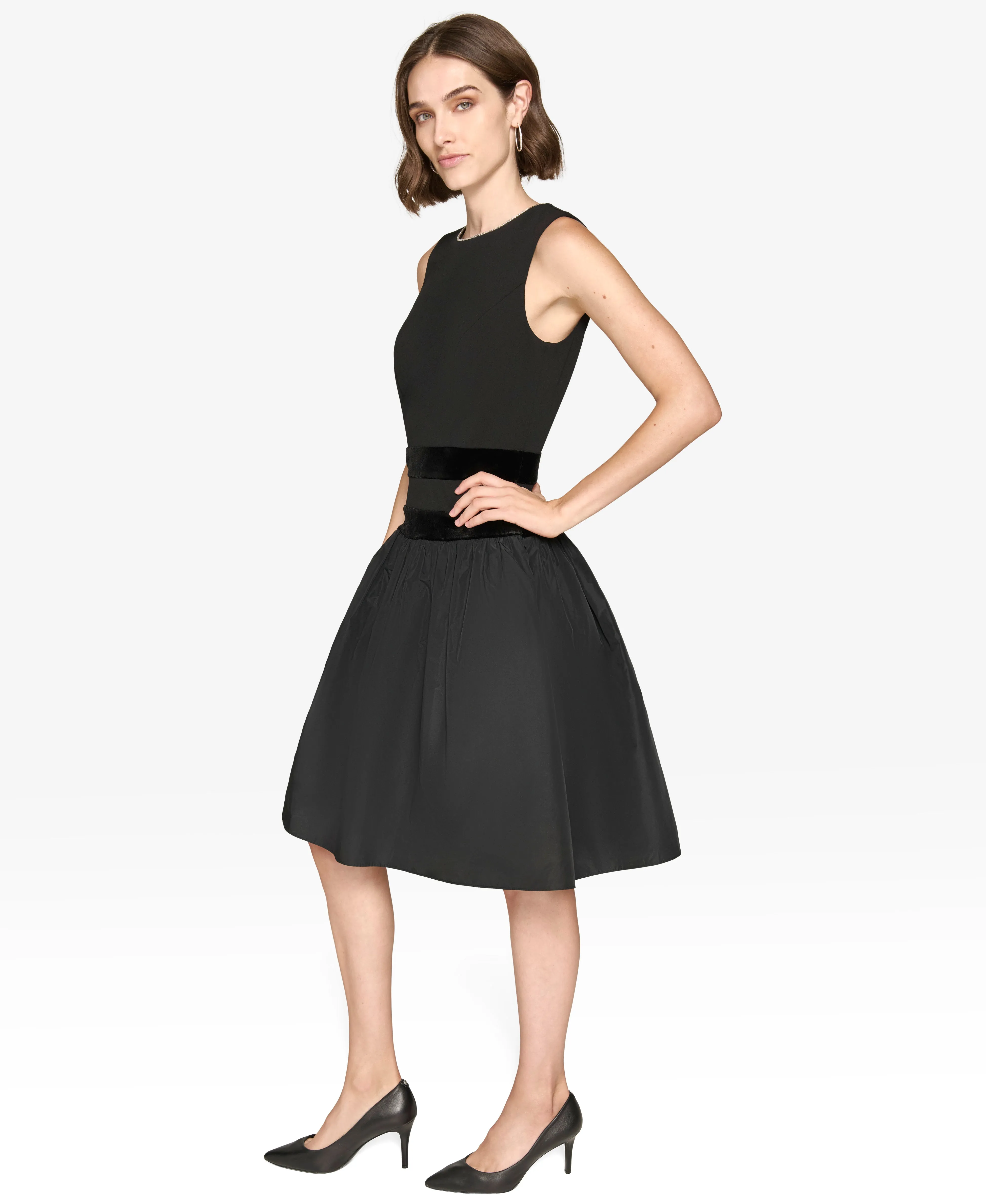 SLEEVELESS A-LINE DRESS WITH EMBELLISHED NECKLINE sold by Karl Lagerfeld Paris product image thumbnail 3