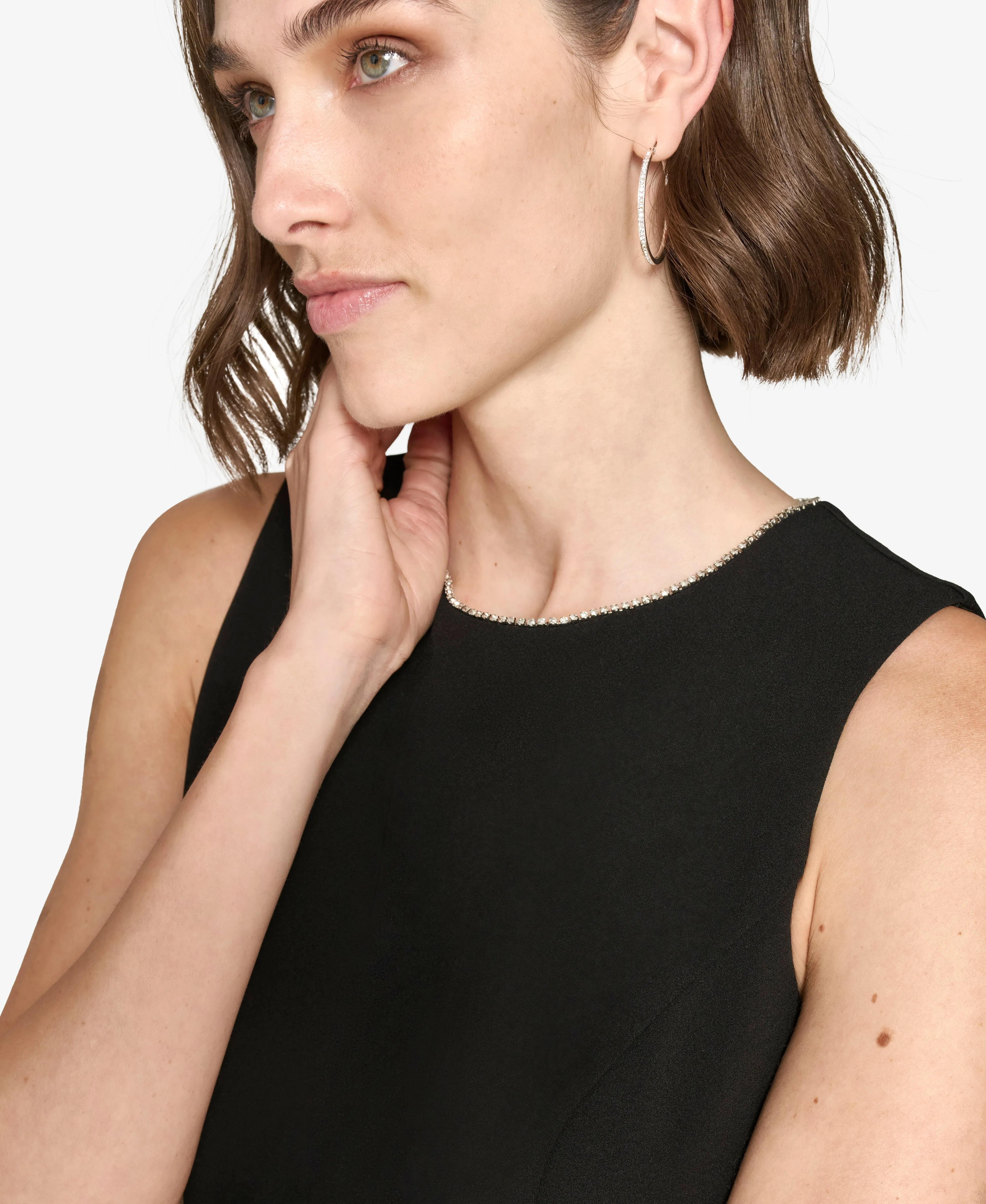 SLEEVELESS A-LINE DRESS WITH EMBELLISHED NECKLINE sold by Karl Lagerfeld Paris product image thumbnail 4