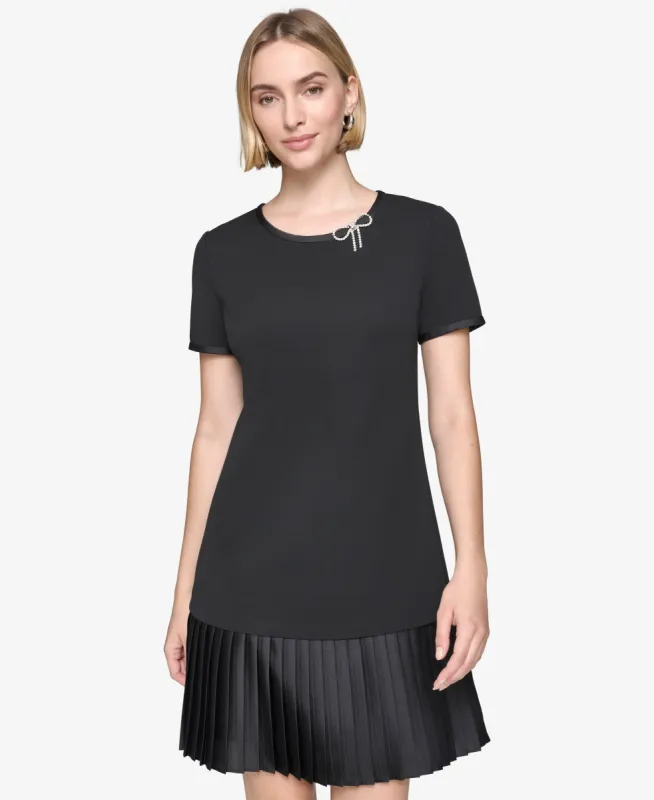 SHORT SLEEVE A-LINE DRESS WITH PLEATED SKIRT sold by Karl Lagerfeld Paris