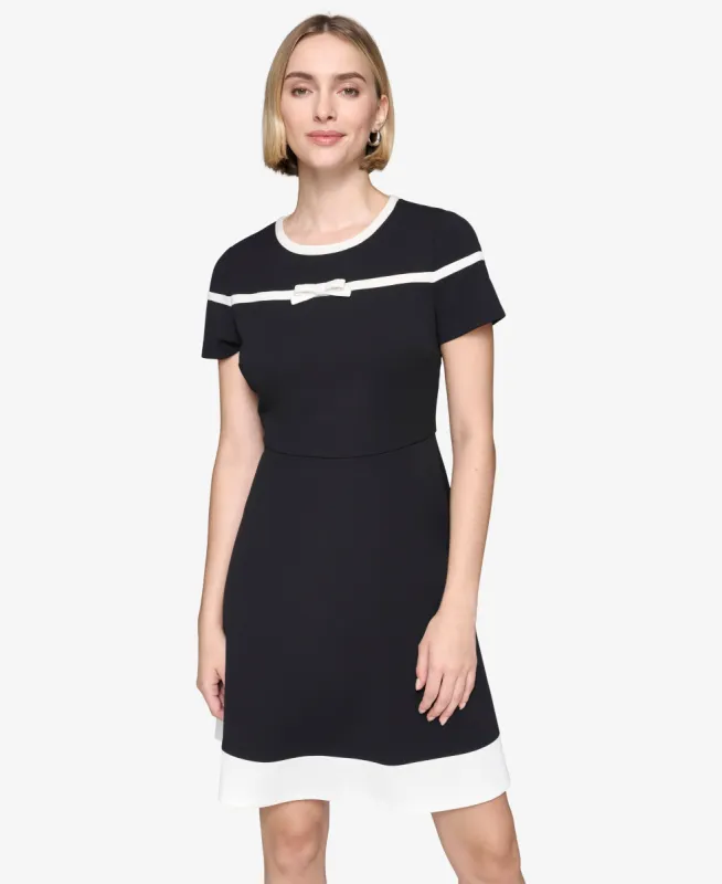 SHORT SLEEVE SCUBA CREPE A-LINE DRESS sold by Karl Lagerfeld Paris