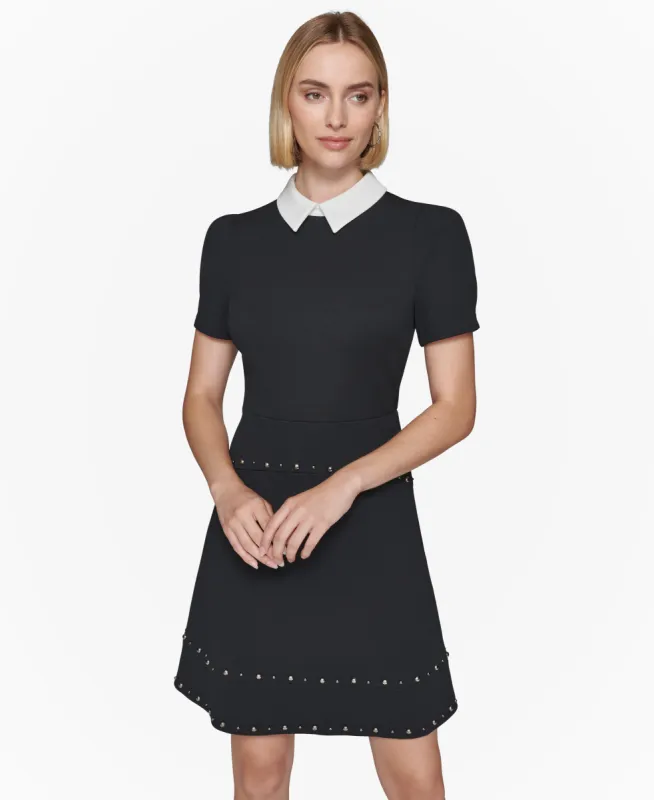 SHORT SLEEVE COLLARED A-LINE DRESS sold by Karl Lagerfeld Paris