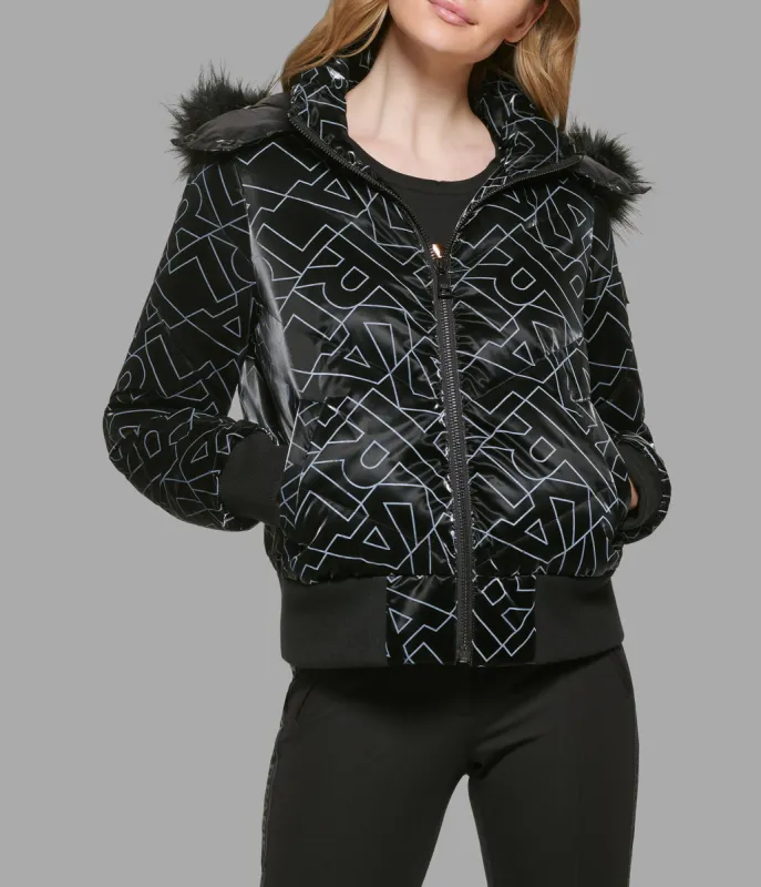 MONOGRAM LOGO GLOSSY BOMBER sold by Karl Lagerfeld Paris